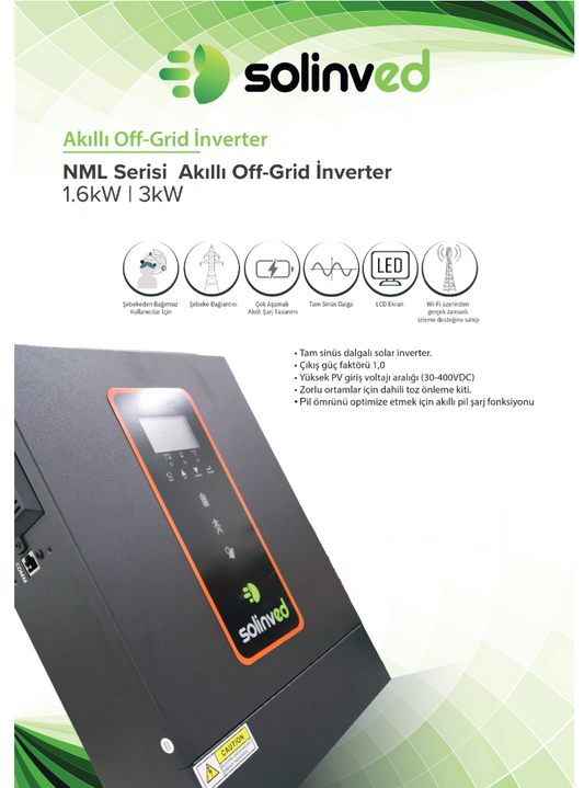 Solinved 1.6 kW NML Serisi MPPT Off-Grid İnvertör
