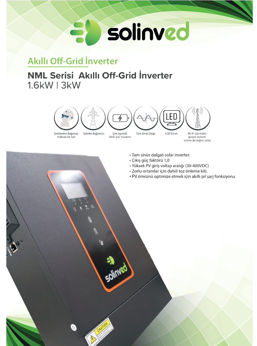Solinved 3 kW Nml Serisi MPPT Off Grid İnvertör