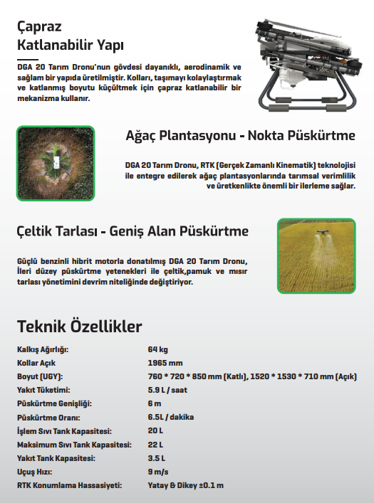 HAWKAGRO DGA20 HİBRİT TARIM DRONU